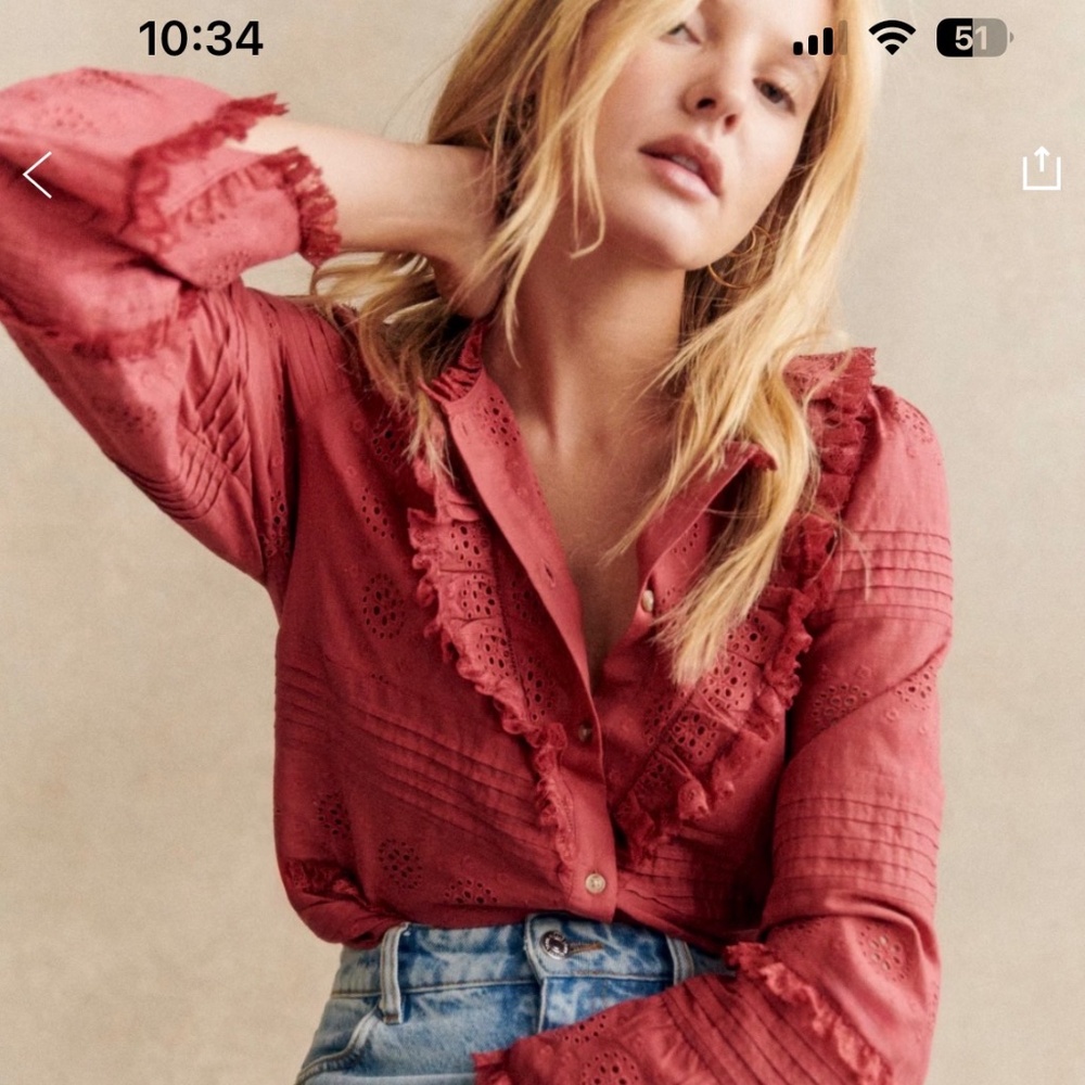 Sezane Nele Shirt Rosewood - Size 4